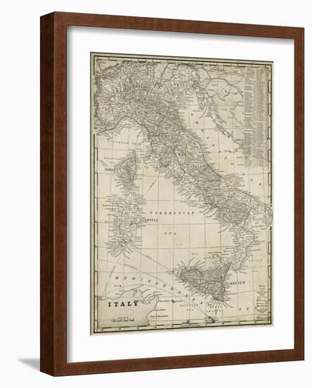 Antique Map of Italy-Vision Studio-Framed Art Print