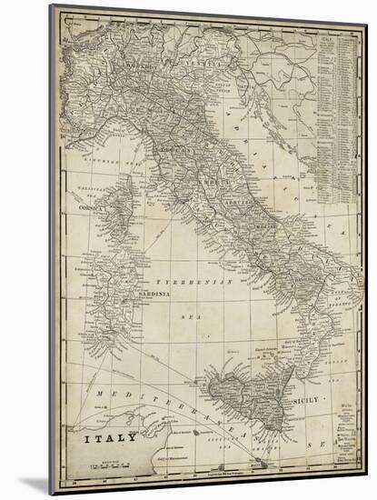Antique Map of Italy-Vision Studio-Mounted Art Print