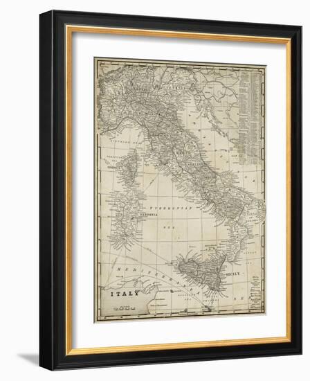 Antique Map of Italy-Vision Studio-Framed Art Print