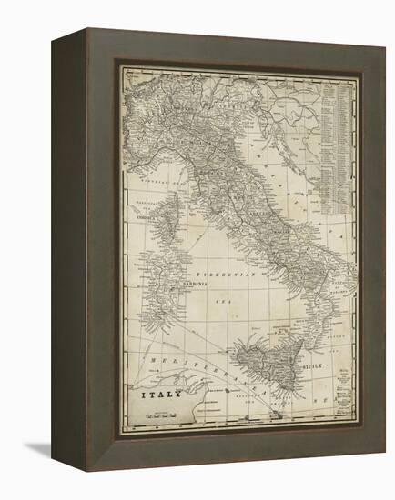 Antique Map of Italy-Vision Studio-Framed Stretched Canvas