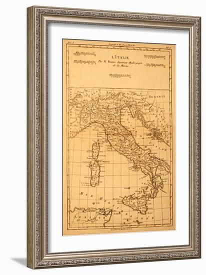 Antique Map Of Italy-Tektite-Framed Art Print