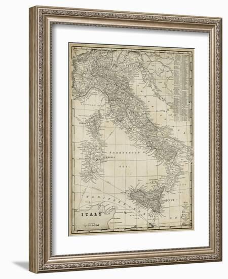 Antique Map of Italy-Vision Studio-Framed Art Print