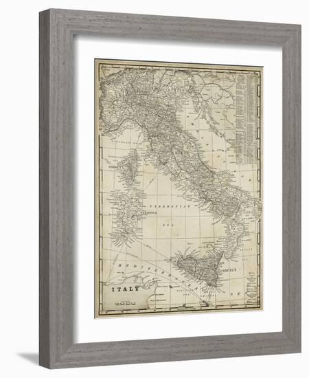 Antique Map of Italy-Vision Studio-Framed Art Print