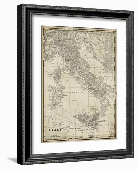 Antique Map of Italy-Vision Studio-Framed Art Print