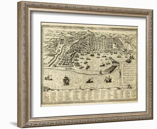 Antique Map Of Messina The Town Of Sicily Separated From Italy By The Strait Of The Same Name-marzolino-Framed Art Print
