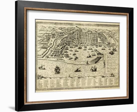 Antique Map Of Messina The Town Of Sicily Separated From Italy By The Strait Of The Same Name-marzolino-Framed Art Print