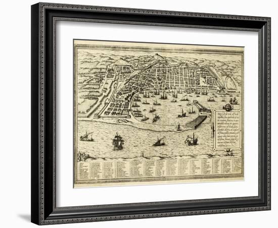 Antique Map Of Messina The Town Of Sicily Separated From Italy By The Strait Of The Same Name-marzolino-Framed Art Print