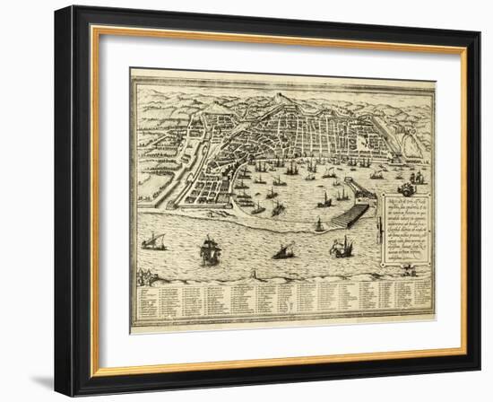 Antique Map Of Messina The Town Of Sicily Separated From Italy By The Strait Of The Same Name-marzolino-Framed Art Print