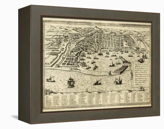 Antique Map Of Messina The Town Of Sicily Separated From Italy By The Strait Of The Same Name-marzolino-Framed Stretched Canvas