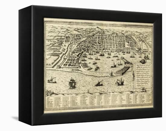 Antique Map Of Messina The Town Of Sicily Separated From Italy By The Strait Of The Same Name-marzolino-Framed Stretched Canvas