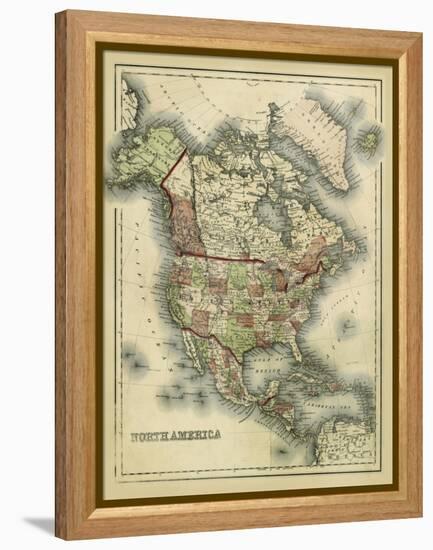 Antique Map of North America-Alvin Johnson-Framed Stretched Canvas