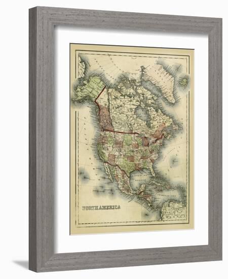 Antique Map of North America-Alvin Johnson-Framed Art Print