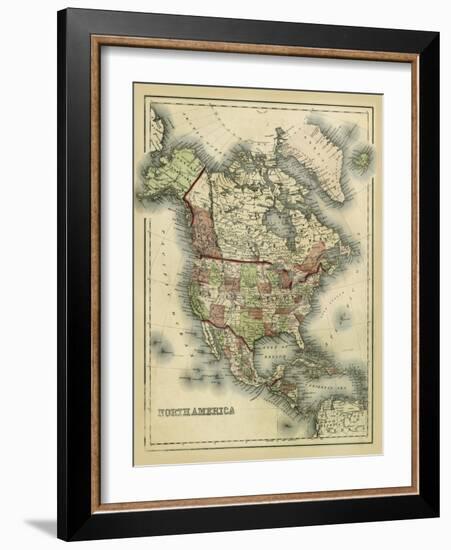 Antique Map of North America-Alvin Johnson-Framed Art Print