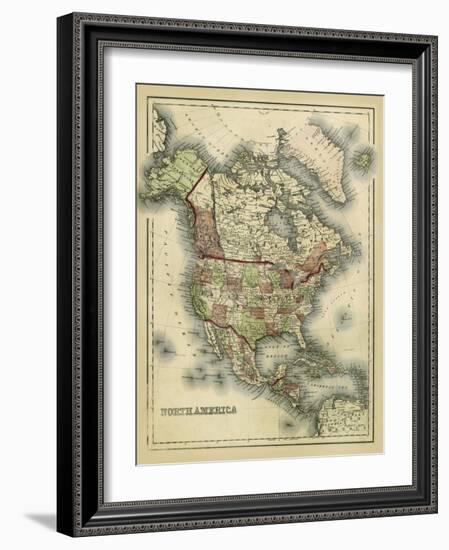 Antique Map of North America-Alvin Johnson-Framed Art Print
