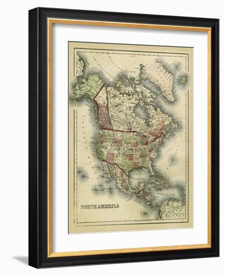 Antique Map of North America-Alvin Johnson-Framed Art Print