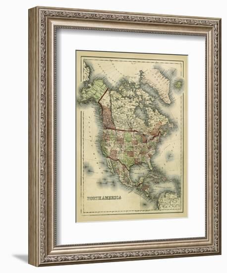 Antique Map of North America-Alvin Johnson-Framed Art Print