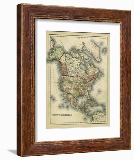 Antique Map of North America-Alvin Johnson-Framed Art Print