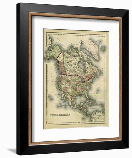 Antique Map of North America-Alvin Johnson-Framed Art Print