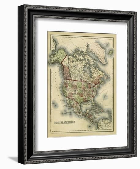 Antique Map of North America-Alvin Johnson-Framed Art Print