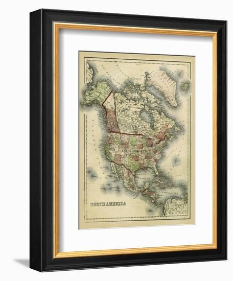 Antique Map of North America-Alvin Johnson-Framed Art Print