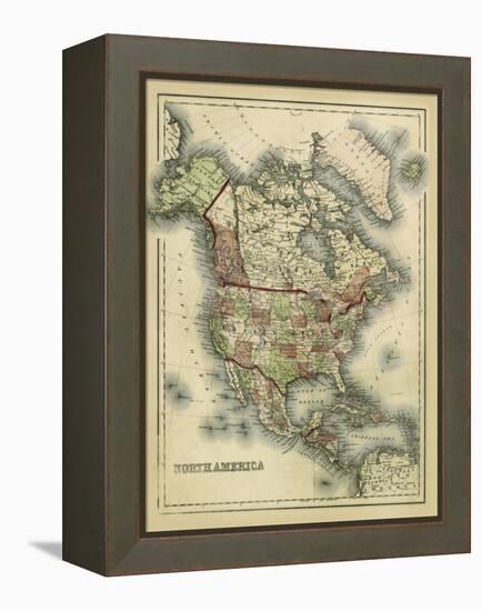 Antique Map of North America-Alvin Johnson-Framed Stretched Canvas