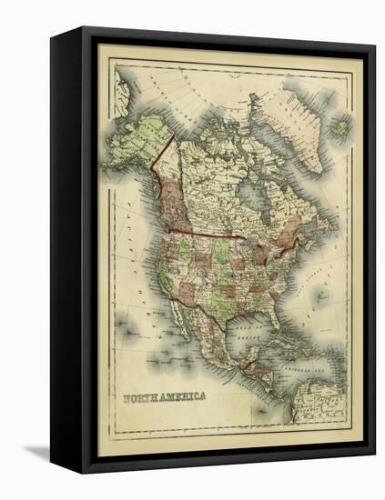 Antique Map of North America-Alvin Johnson-Framed Stretched Canvas