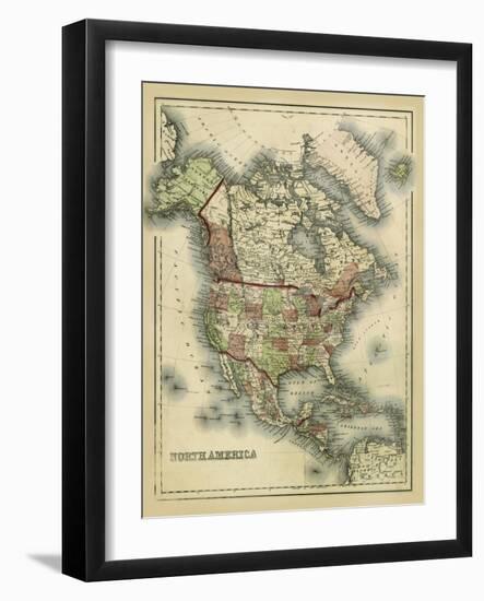 Antique Map of North America-Alvin Johnson-Framed Art Print