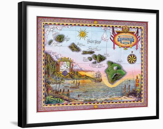 Antique Map of Old Hawaii-Steve Strickland-Framed Giclee Print