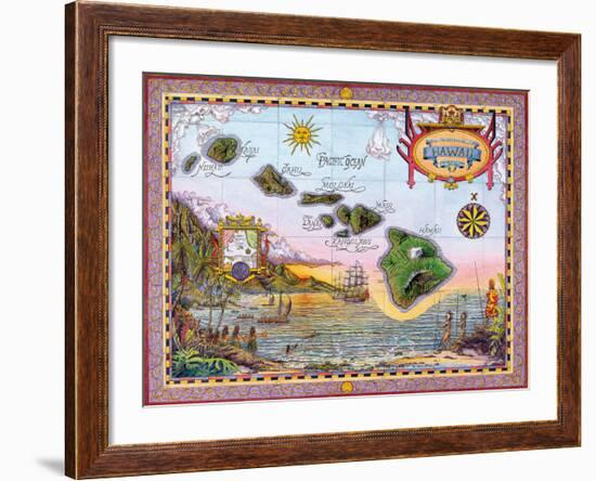 Antique Map of Old Hawaii-Steve Strickland-Framed Giclee Print