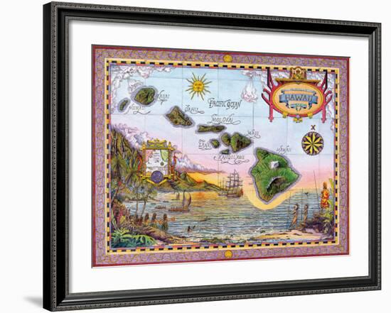 Antique Map of Old Hawaii-Steve Strickland-Framed Giclee Print