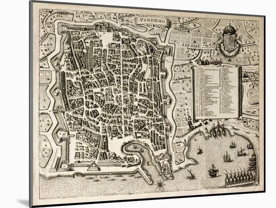 Antique Map Of Palermo, The Main Town In Sicily-marzolino-Mounted Art Print