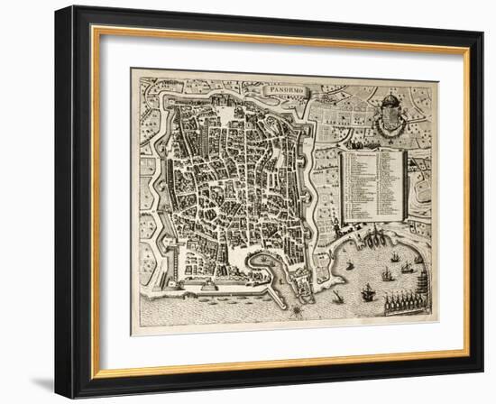 Antique Map Of Palermo, The Main Town In Sicily-marzolino-Framed Art Print