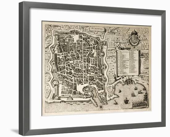 Antique Map Of Palermo, The Main Town In Sicily-marzolino-Framed Art Print