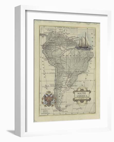 Antique Map of South America-Vision Studio-Framed Art Print