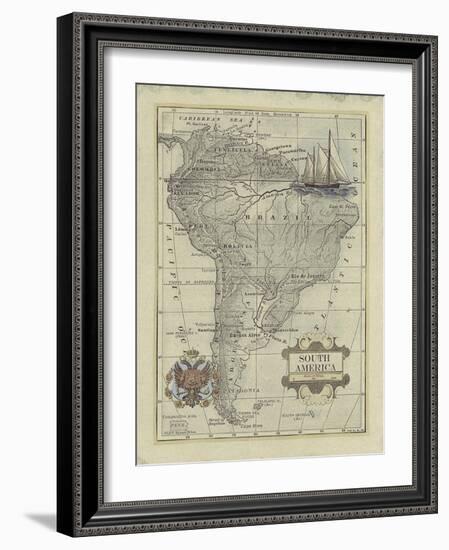 Antique Map of South America-Vision Studio-Framed Art Print