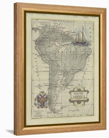 Antique Map of South America-Vision Studio-Framed Stretched Canvas