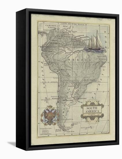 Antique Map of South America-Vision Studio-Framed Stretched Canvas