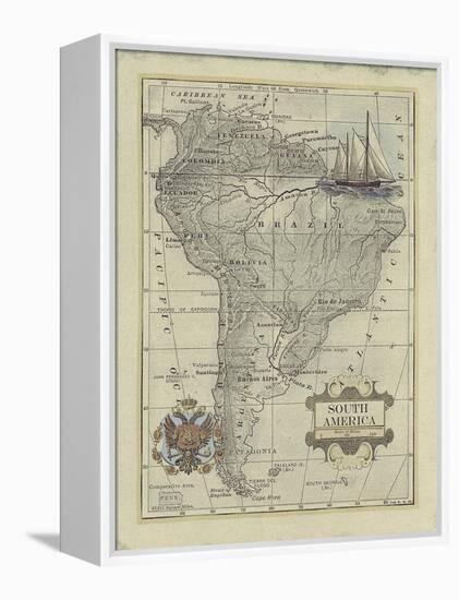 Antique Map of South America-Vision Studio-Framed Stretched Canvas
