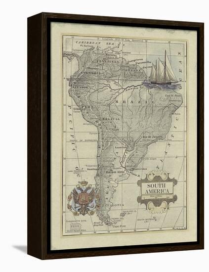 Antique Map of South America-Vision Studio-Framed Stretched Canvas