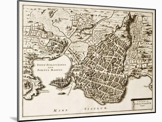 Antique Map Of Syracuse, Sicily-marzolino-Mounted Art Print