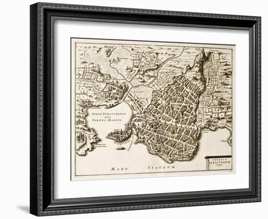 Antique Map Of Syracuse, Sicily-marzolino-Framed Art Print