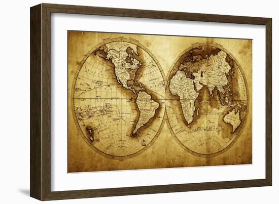 Antique Map Of The World (Circa 1711 Year)-Oleg Golovnev-Framed Premium Giclee Print