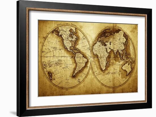 Antique Map Of The World (Circa 1711 Year)-Oleg Golovnev-Framed Premium Giclee Print