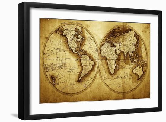 Antique Map Of The World (Circa 1711 Year)-Oleg Golovnev-Framed Premium Giclee Print