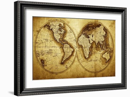 Antique Map Of The World (Circa 1711 Year)-Oleg Golovnev-Framed Premium Giclee Print