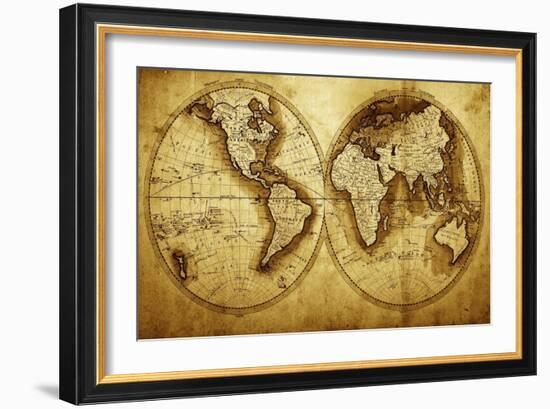 Antique Map Of The World (Circa 1711 Year)-Oleg Golovnev-Framed Premium Giclee Print