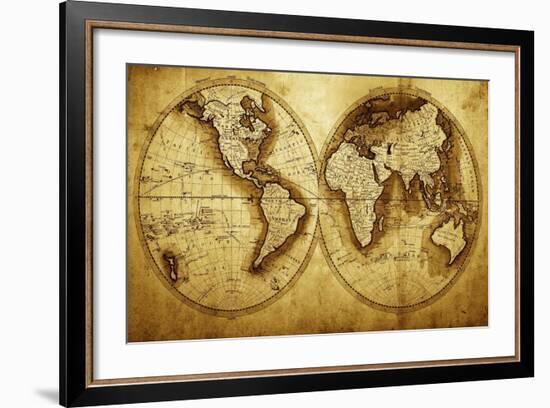 Antique Map Of The World (Circa 1711 Year)-Oleg Golovnev-Framed Art Print