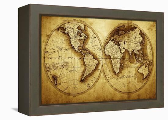 Antique Map Of The World (Circa 1711 Year)-Oleg Golovnev-Framed Stretched Canvas