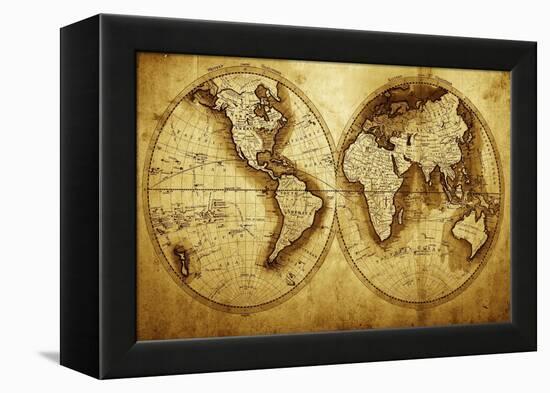 Antique Map Of The World (Circa 1711 Year)-Oleg Golovnev-Framed Stretched Canvas