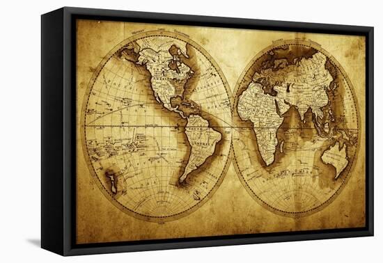 Antique Map Of The World (Circa 1711 Year)-Oleg Golovnev-Framed Stretched Canvas